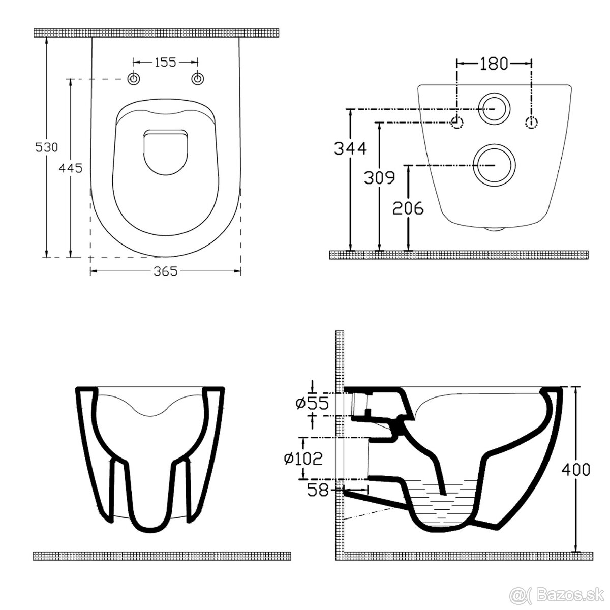 Závesné wc Infinity antracit - 4