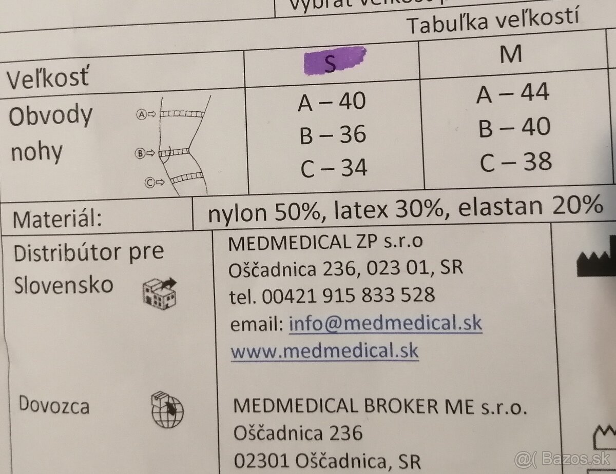 Predám kolennú vystuženú ortézu - návlek, veľkosť S - 4