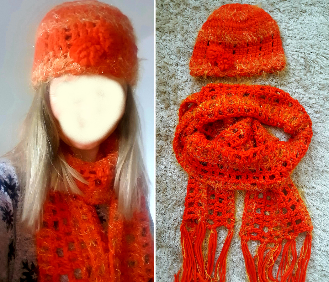 Teplá vlnená čiapka a šál - 4