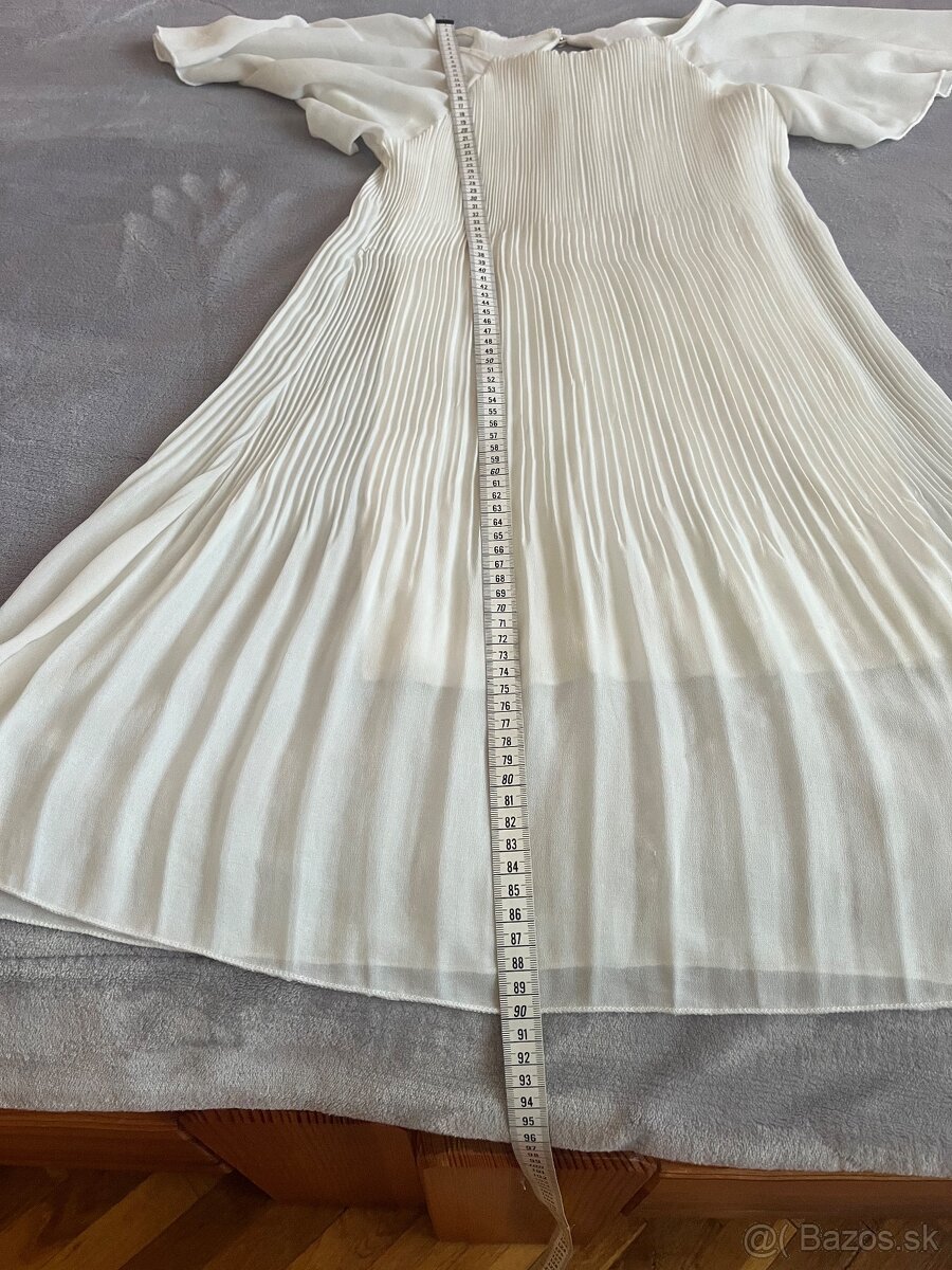 Plysované šaty biele - 4