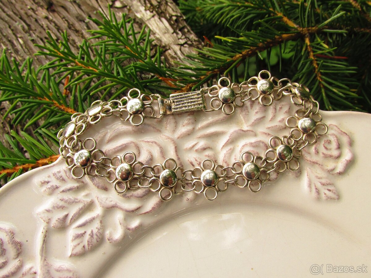 Starý dámsky strieborný náramok, Ag 900 - 4