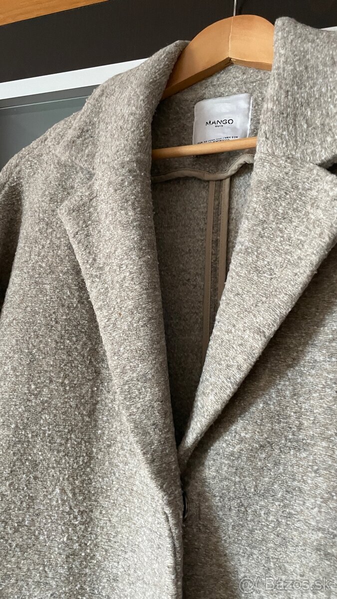 Mango Oversized béžový dámsky kabát strih coccoon XS 34 - 4