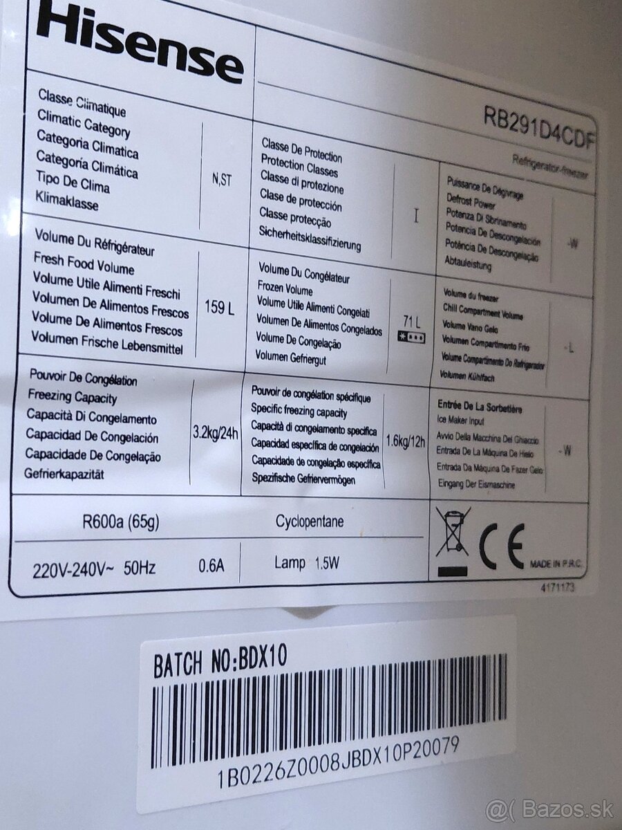 Chladnička s mrazničkou HISENSE - 4 ročná - 4