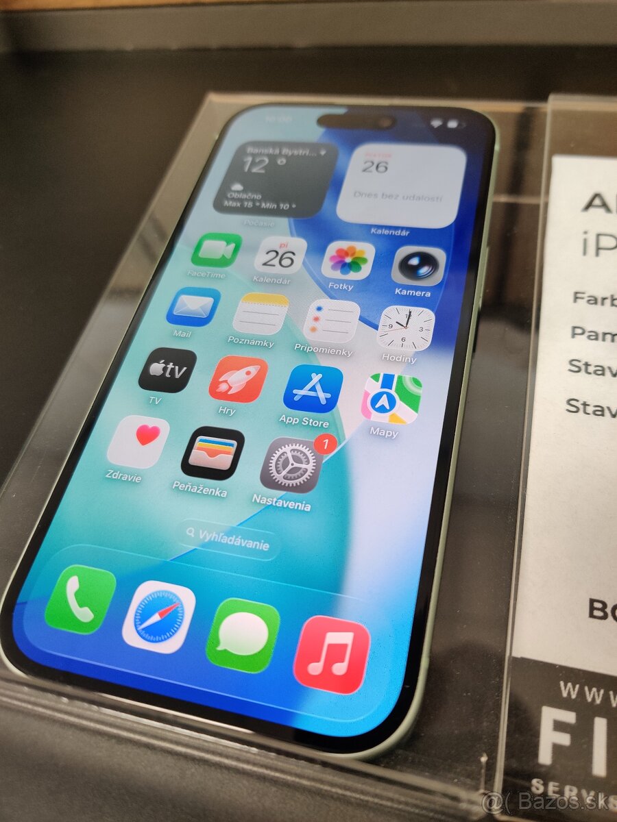 Apple iPhone 15 128GB zelená 100% batéria - 4