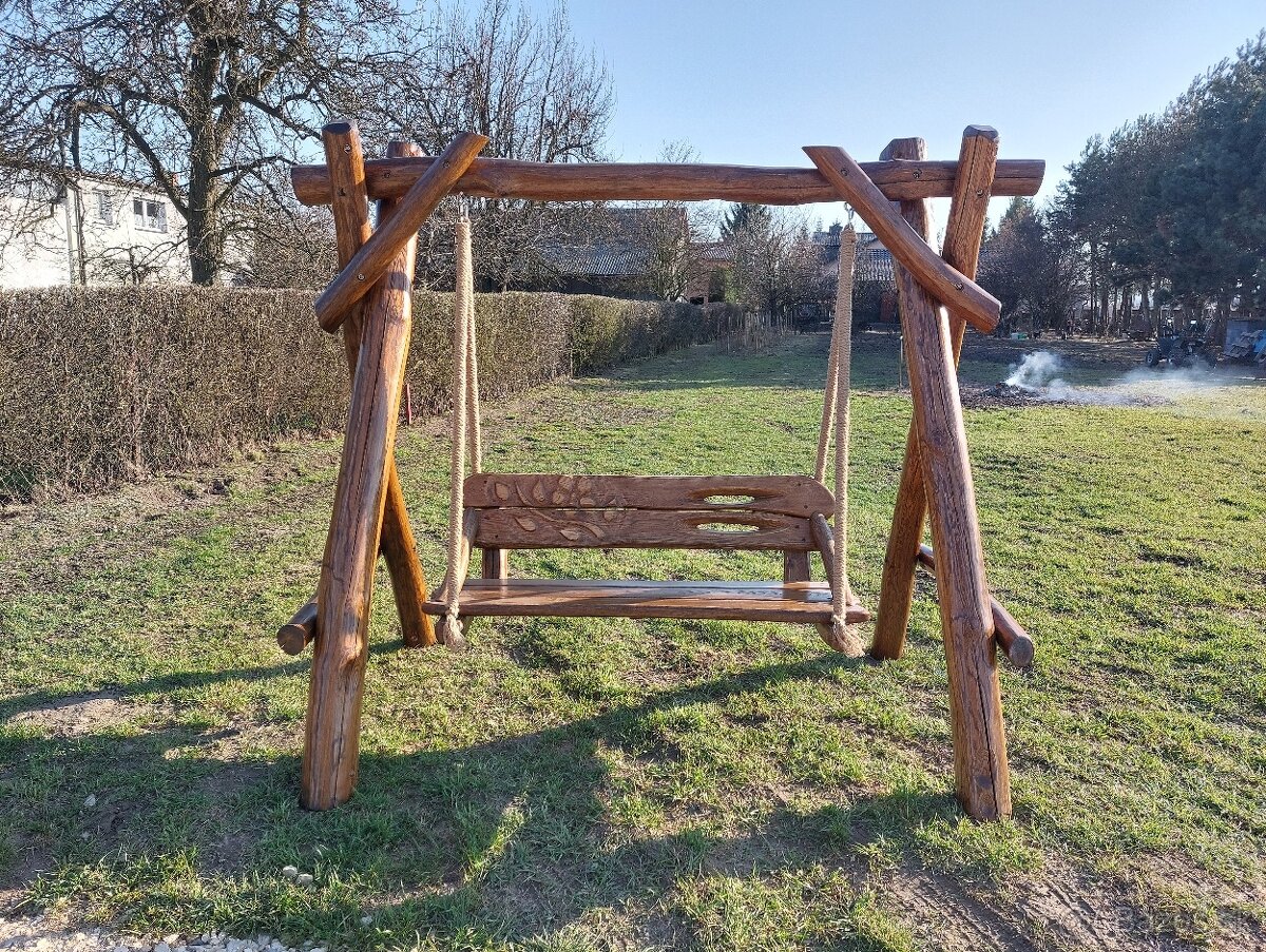 Drevená záhradná hojdačka. Dub. - 4