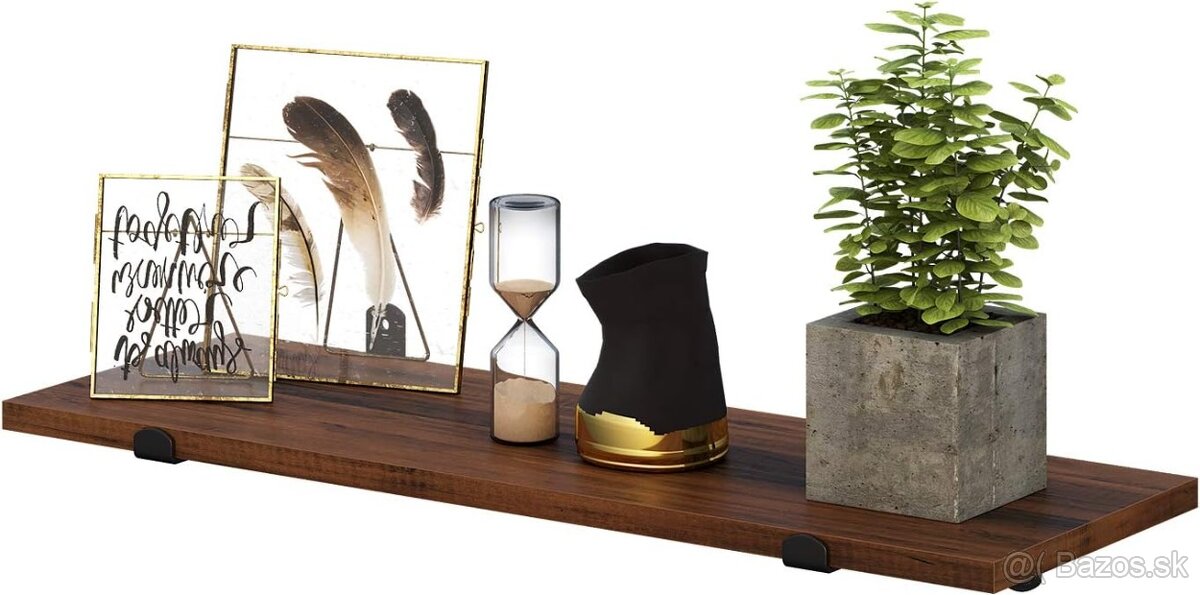 SONGMICS nástenné police – set 2 ks, retro hnedé/čierne,nove - 4