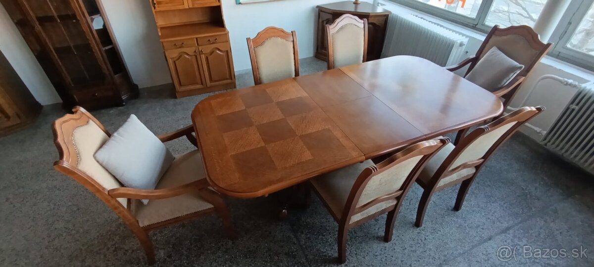 Rustikální jídelní set, stůl, židle, křesla, masív - 4