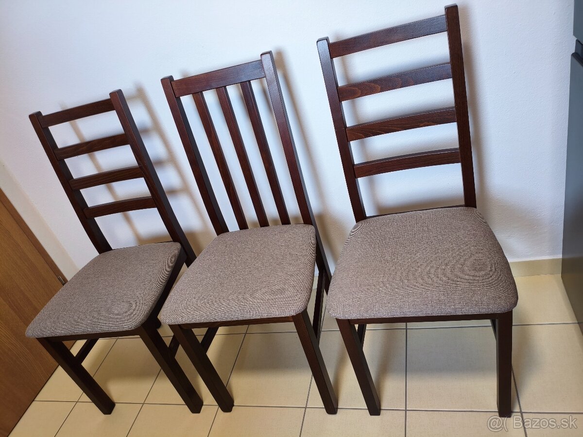 Jedálenské stoličky - orech/hnedá 3ks - 4