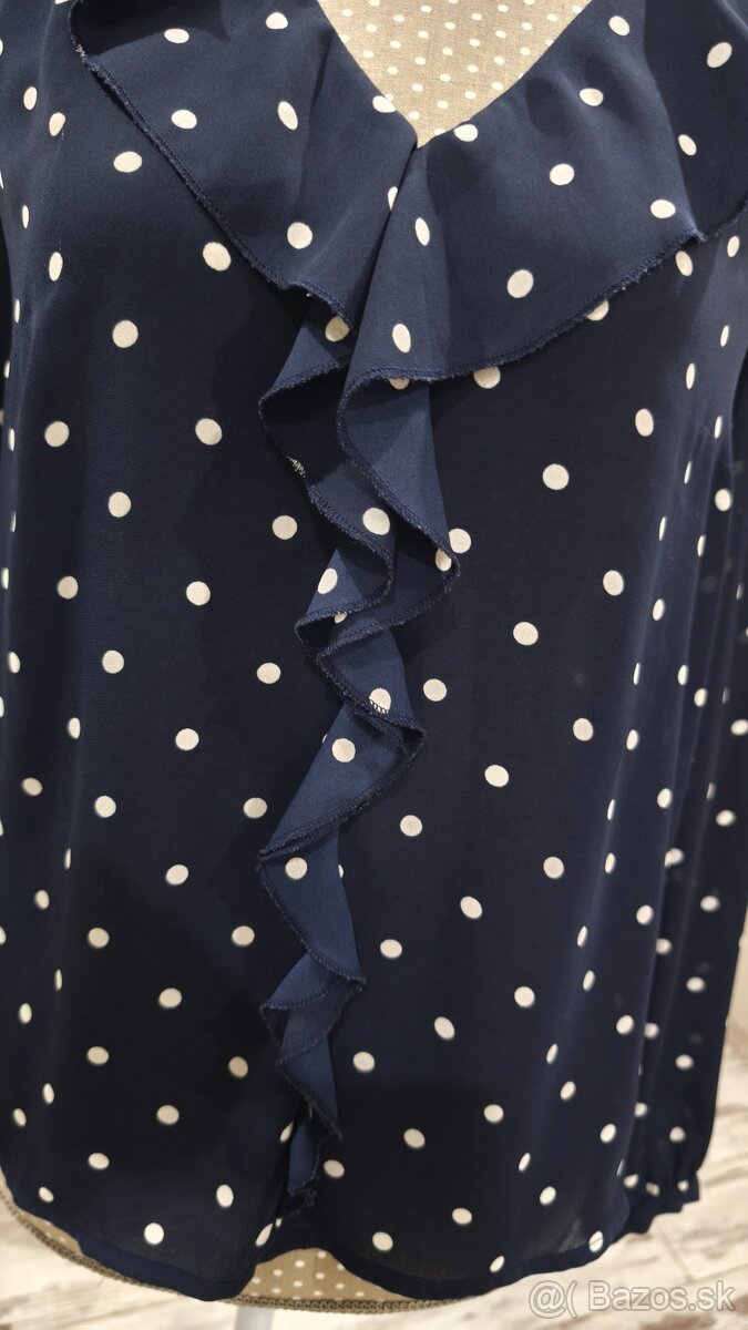 Tmavomodré bodkovaná blúzka - 4