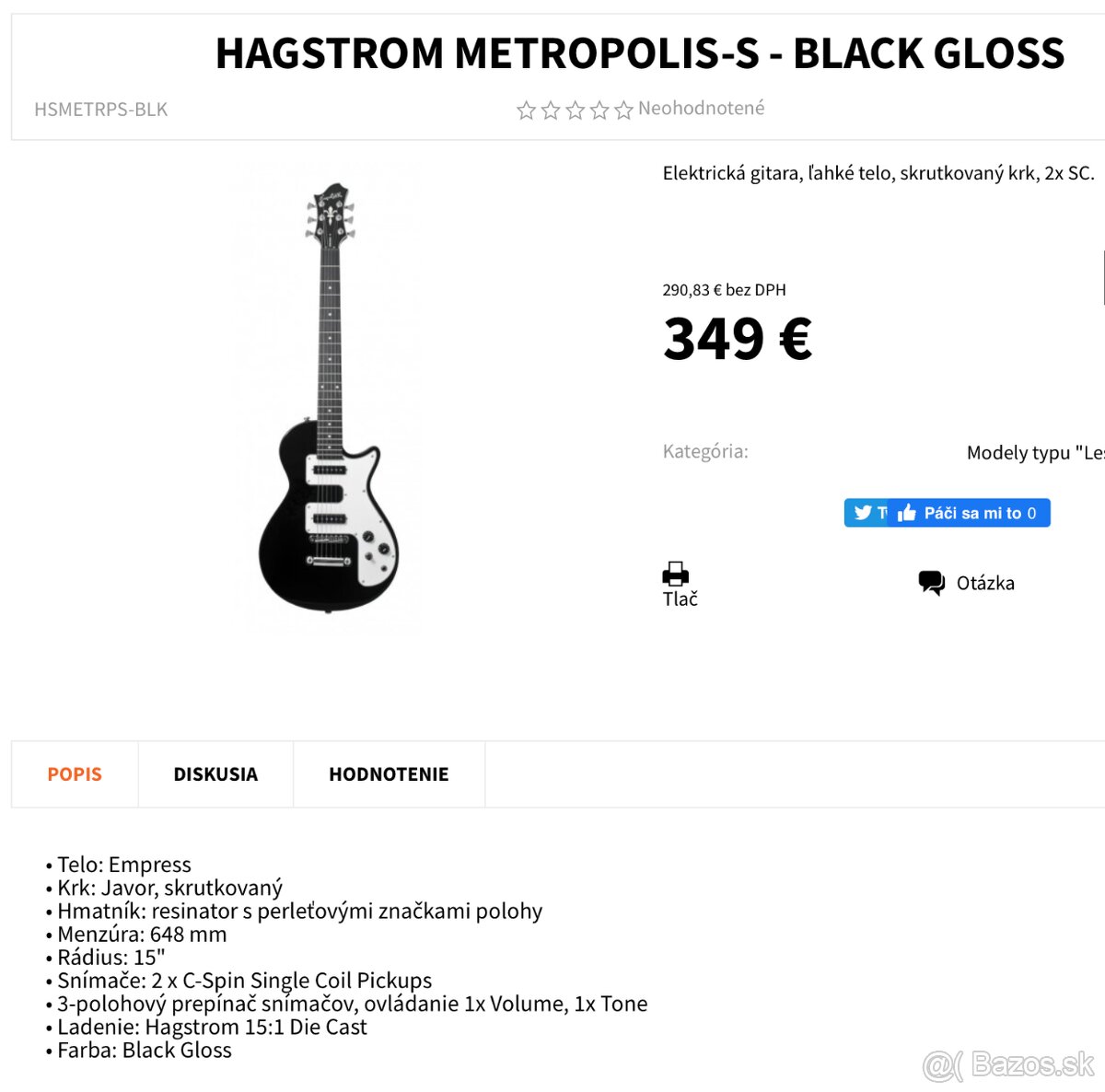 Elektrická gitara Hagstrom Metropolis - 4