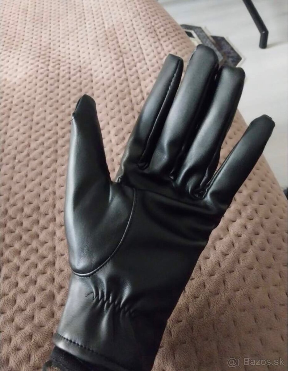 Uplne nove damske cierne kozene rukavice - 4