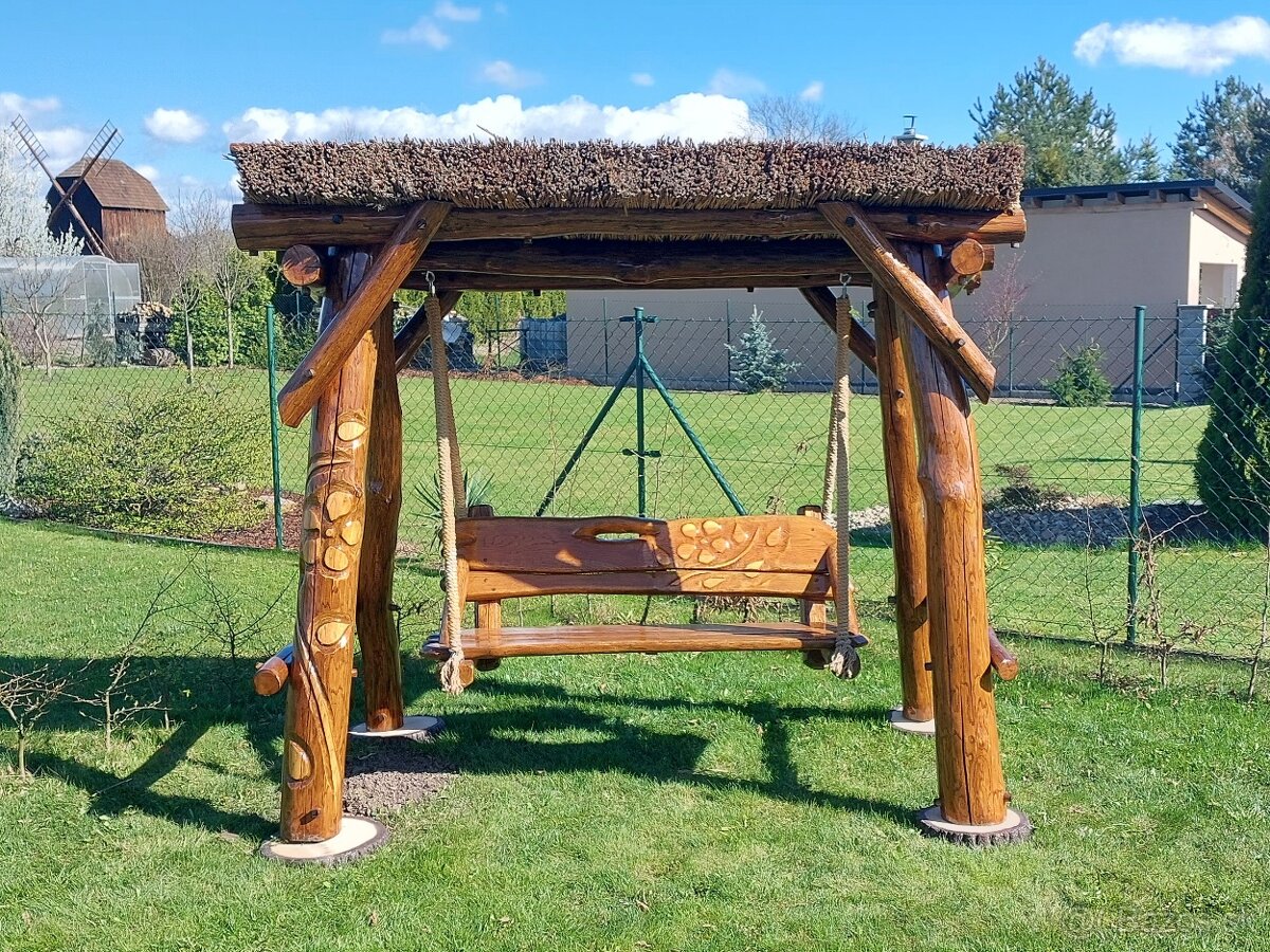 Drevená hojdačka. Dubová hojdačka. Záhradný nábytok. - 4