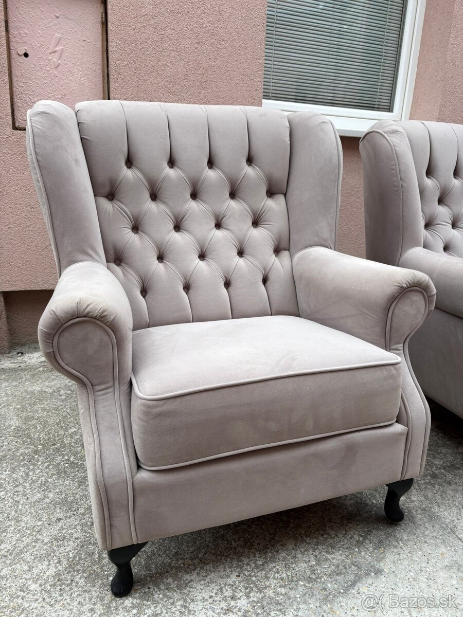 Elegantné kreslá 2ks + taburet - 4