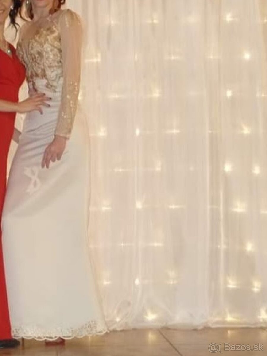 Perfektne svadobne saty zo zlatym zdobenim - 4