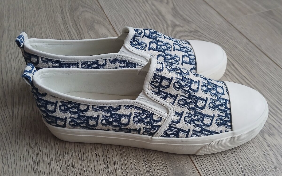 Bielo modre slip on tenisky - 4