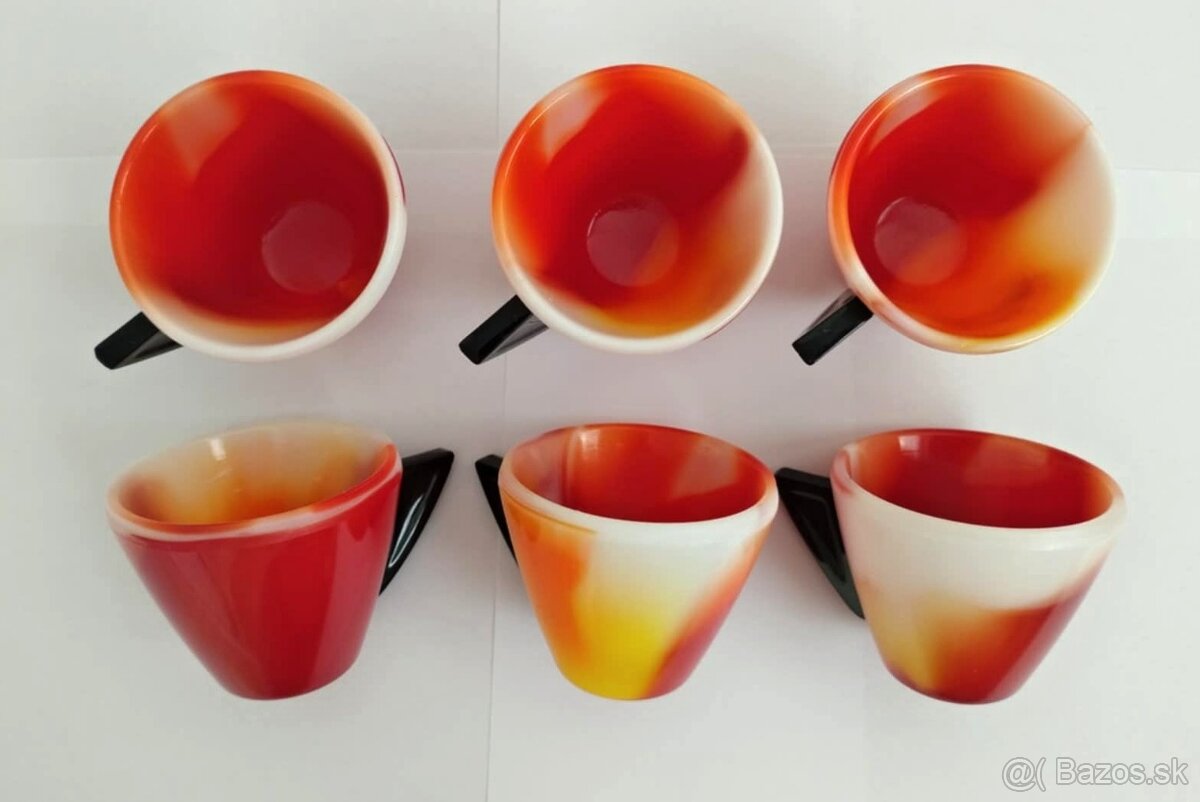 Retro set sklenených mini mocca šálok a podšálok - 4