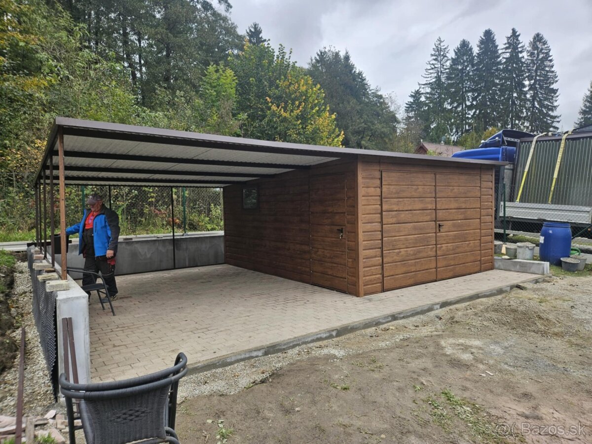 Plechová garáž s prístreškom - 4