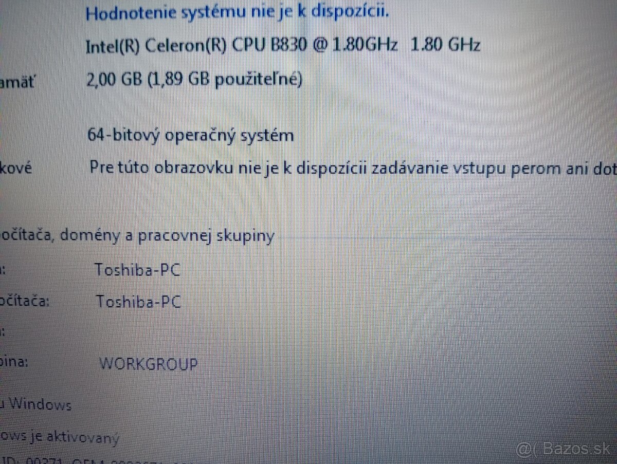 predám notebook TOSHIBA SATELLITE C850 ,, Windows 7 - 4