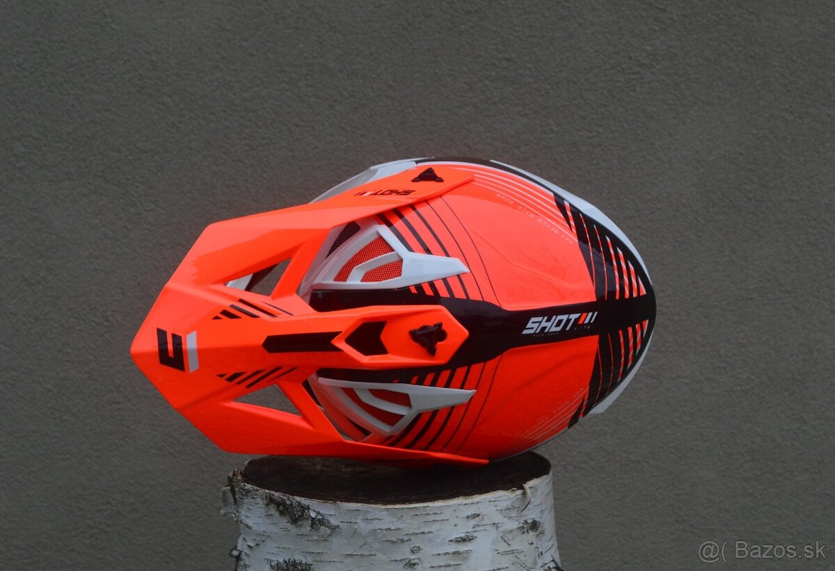 SHOT oranžová fluo CARBON Kevlar Fiber prilba okuliare - 4