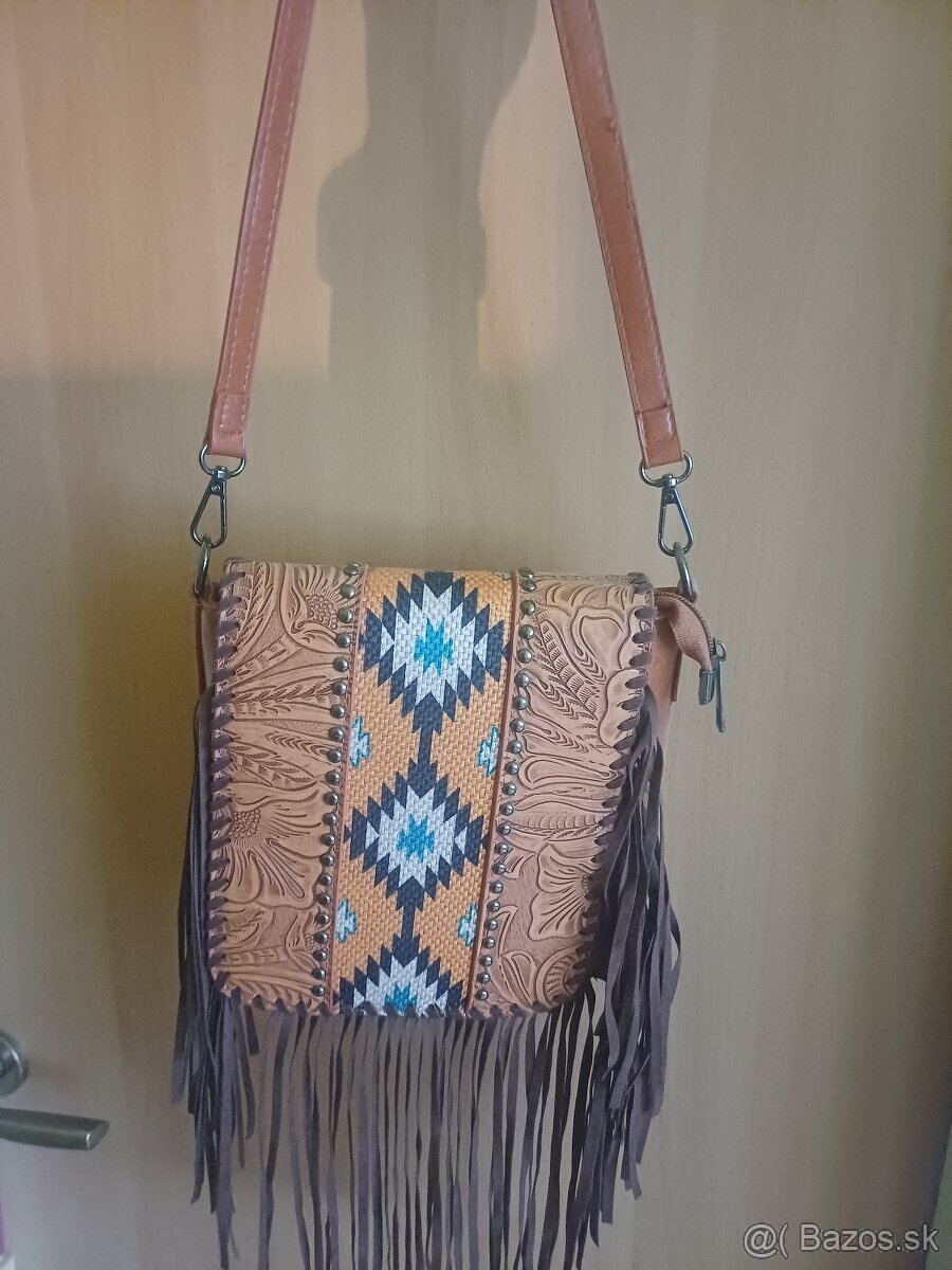 Kožená taška so strapcami-NOVÁ - 4