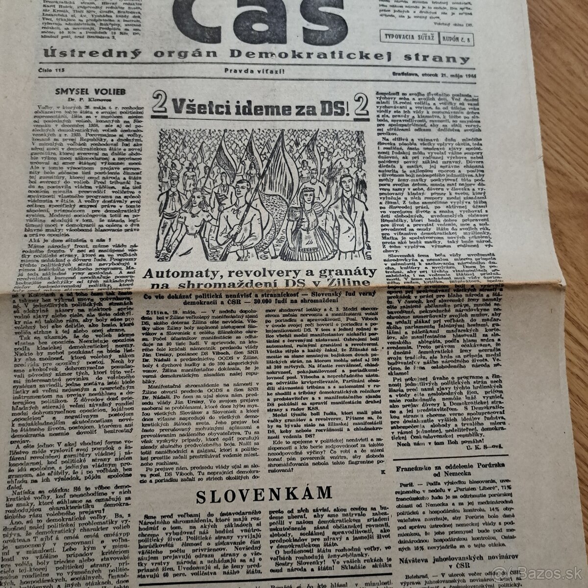 Originál povojnové noviny ČAS 1946 - 4