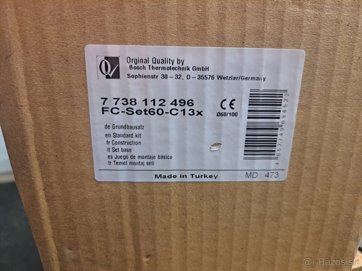 Predam vodorovný odťah spalín Bosch 60/100 komplet set - 4