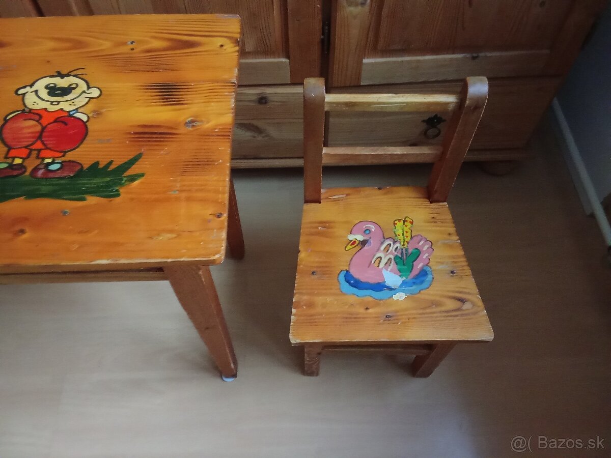 Detský drevený stôl a stolička - 4