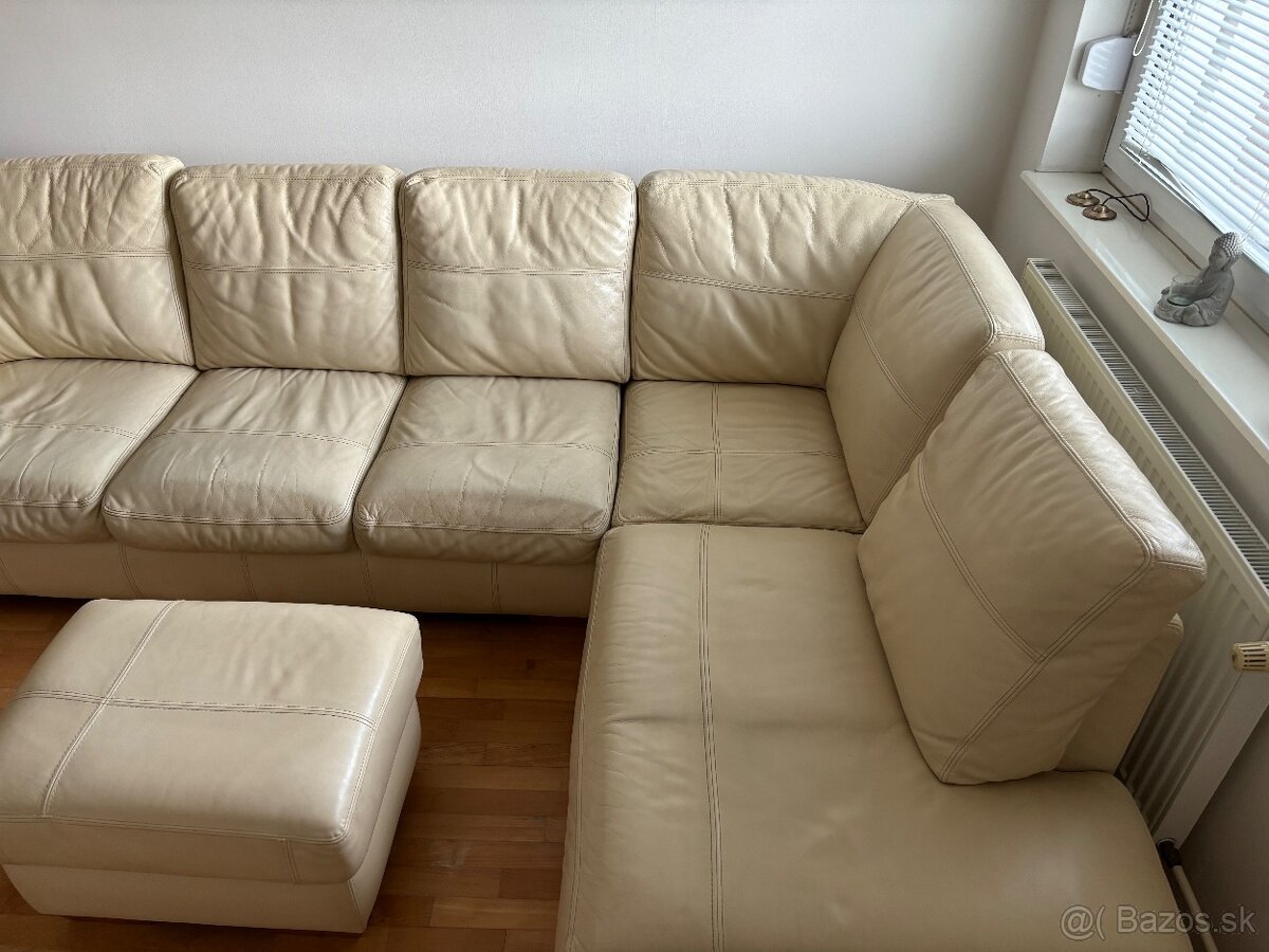 Rohová kožená sedacia súprava - 4