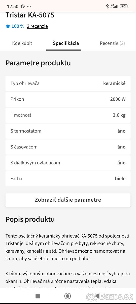 Ohrievač TRISTAR - 4