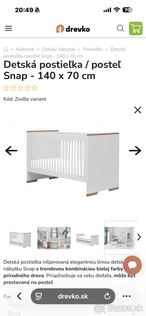 Detská postieľka/posteľ Snap - 140x70 cm - 4