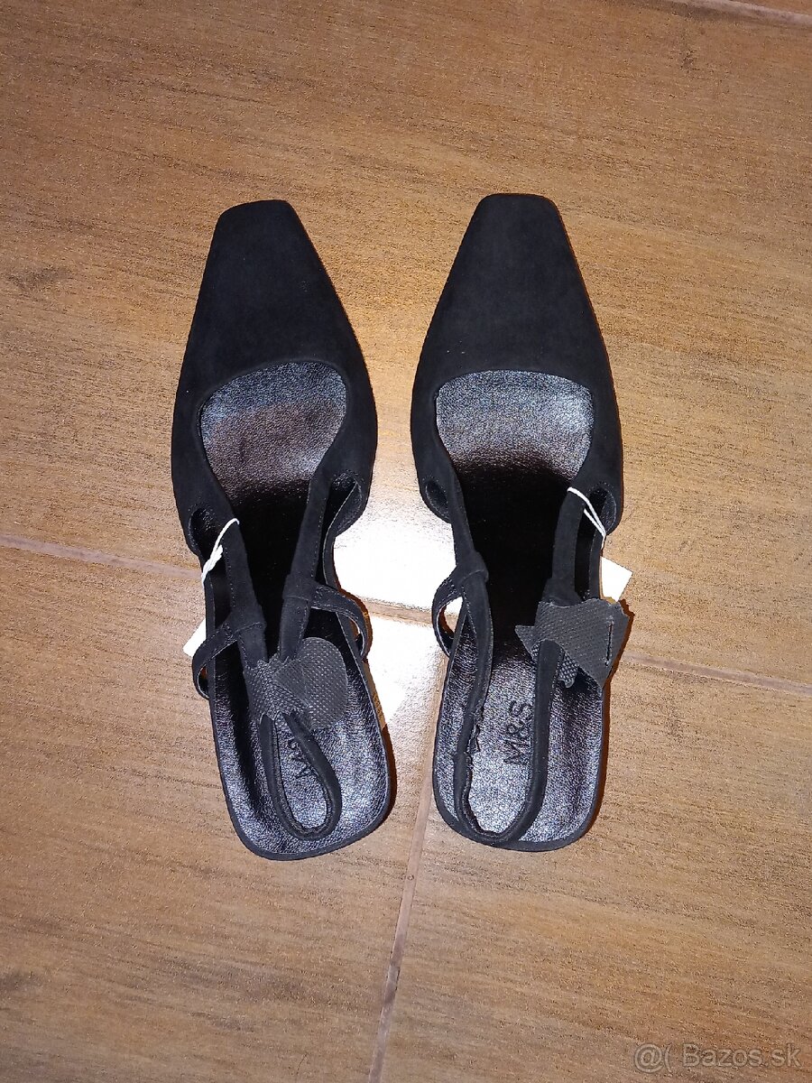 Čierne kožené lodičky na predaj - 4