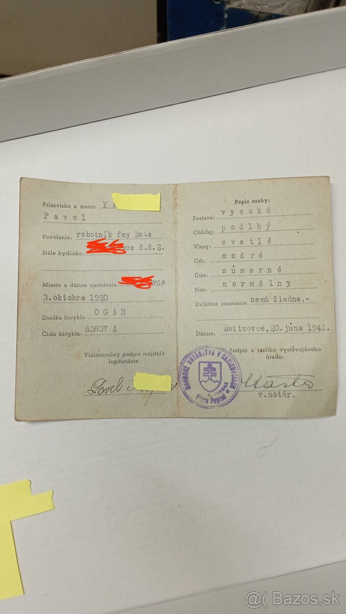 Preukaz starý- Slovenský štát... - 4