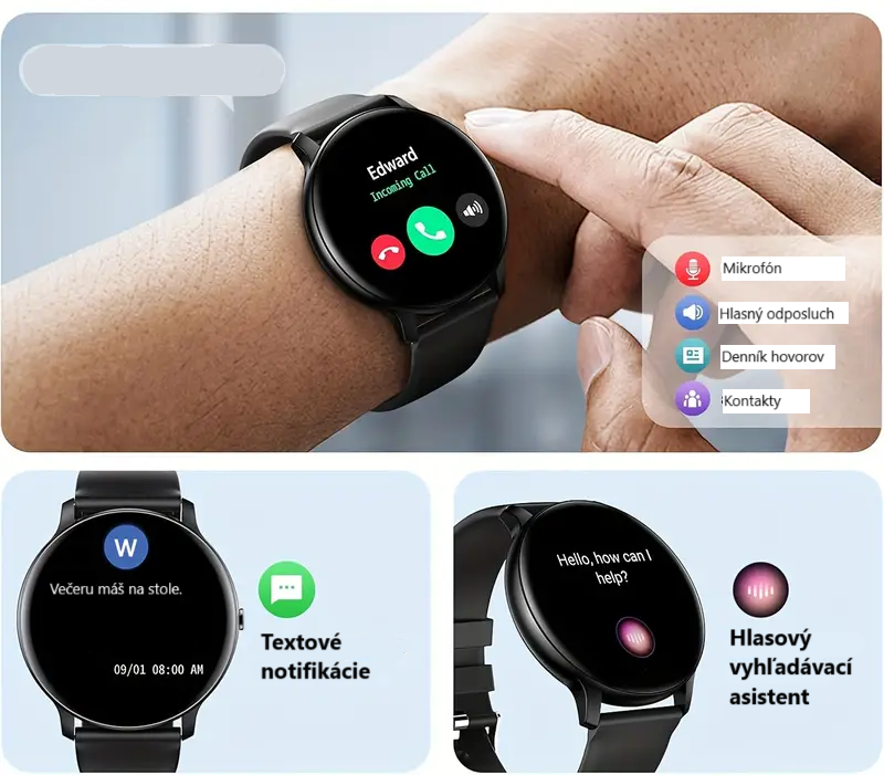 Fitness smart hodinky okrúhle, možnosť volania - 4