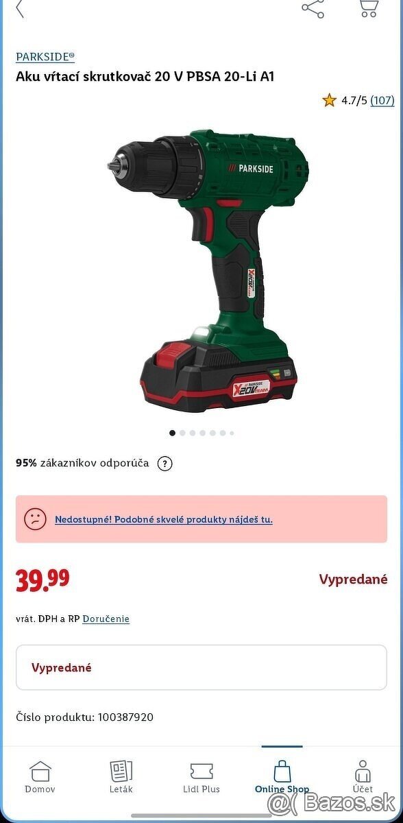 Aku vŕtací skrutkovač 20 V Parkside PBSA 20-Li A1 - 4