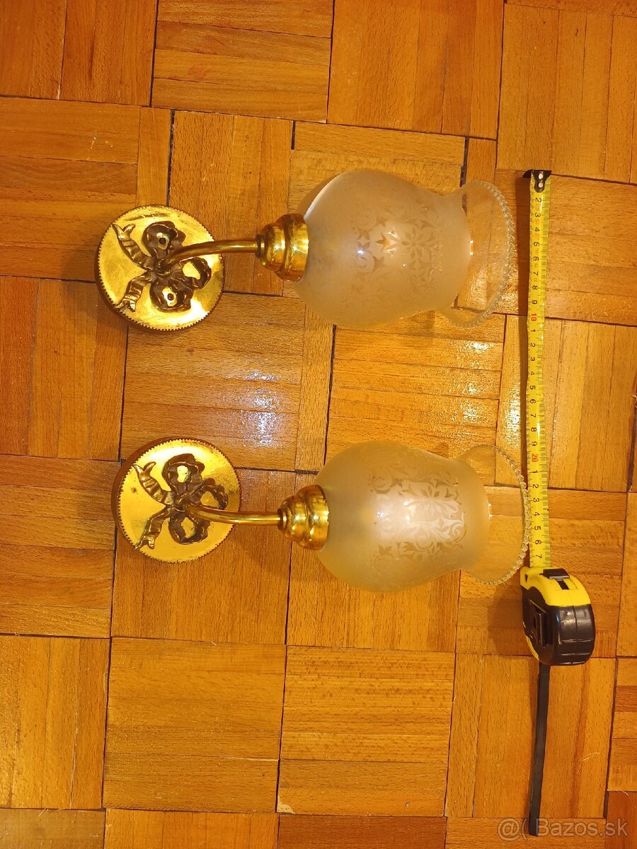 Pár - 2ks, elegantné vintage lampy so sklenenými tienidlami - 4