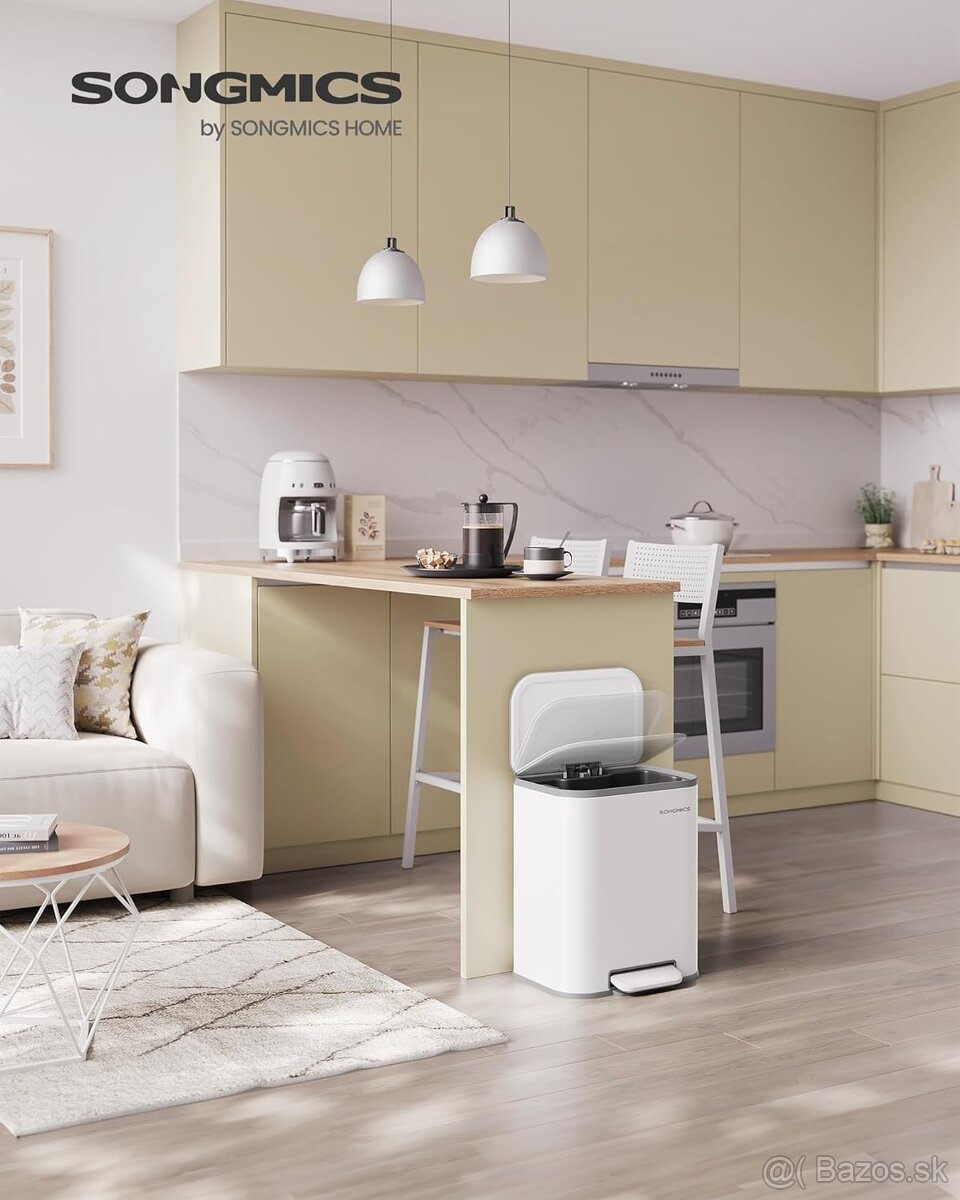 SONGMICS odpadkový kôš – 20 l, biely, nový - 4