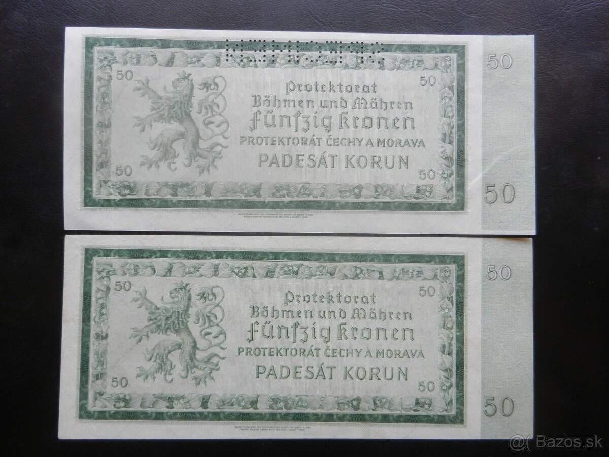Bankovky Protektorát perforované a neperforované - 4