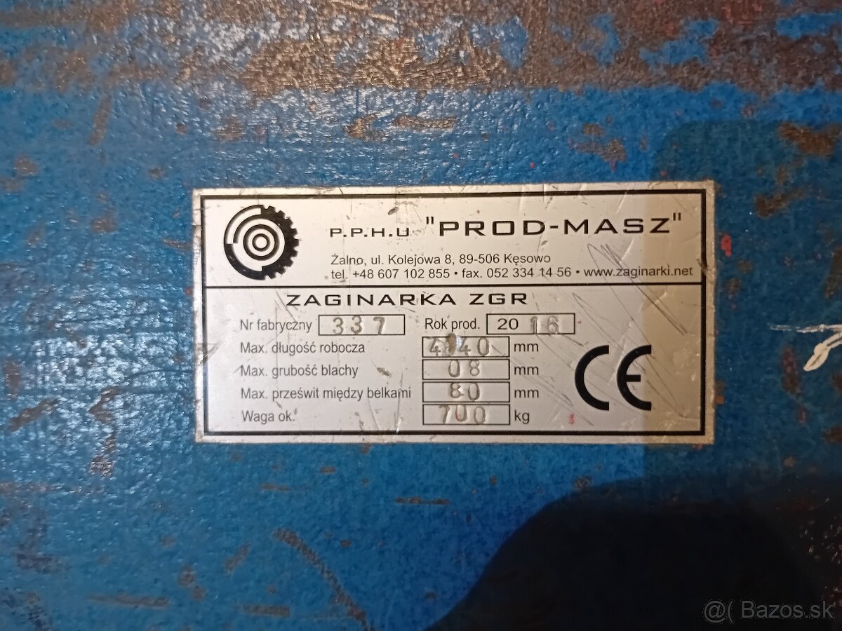 Predám 4 metrovú ohýbačku na plech - 4