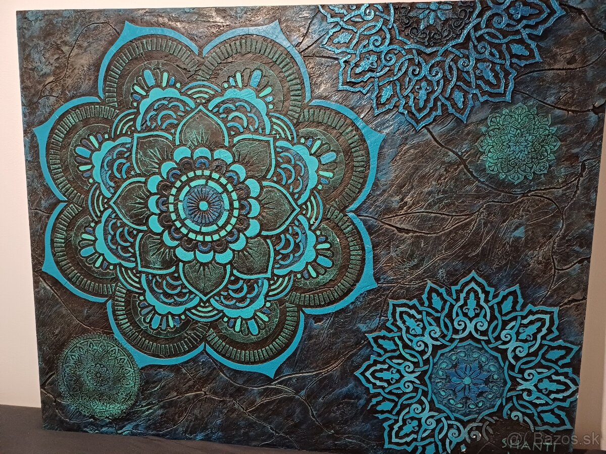 Mandala obraz tyrkys 3D 125x100cm - 4