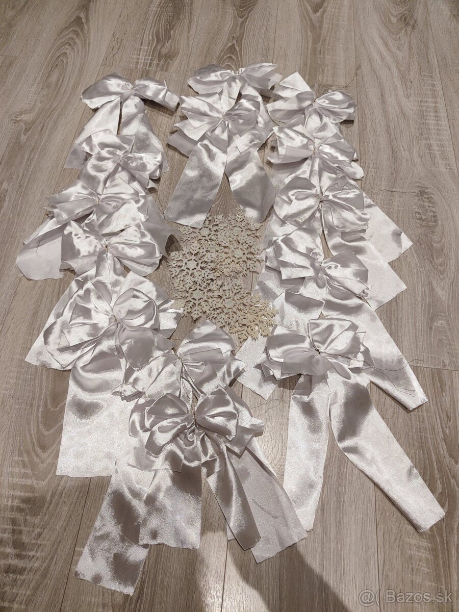 vianočné ozdoby, mašle, gule, strieborné reťaze, starshower - 4