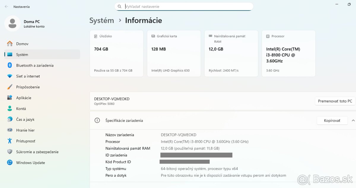 Dell Optiplex 5060 i3/SSD/12GB RAM - 4