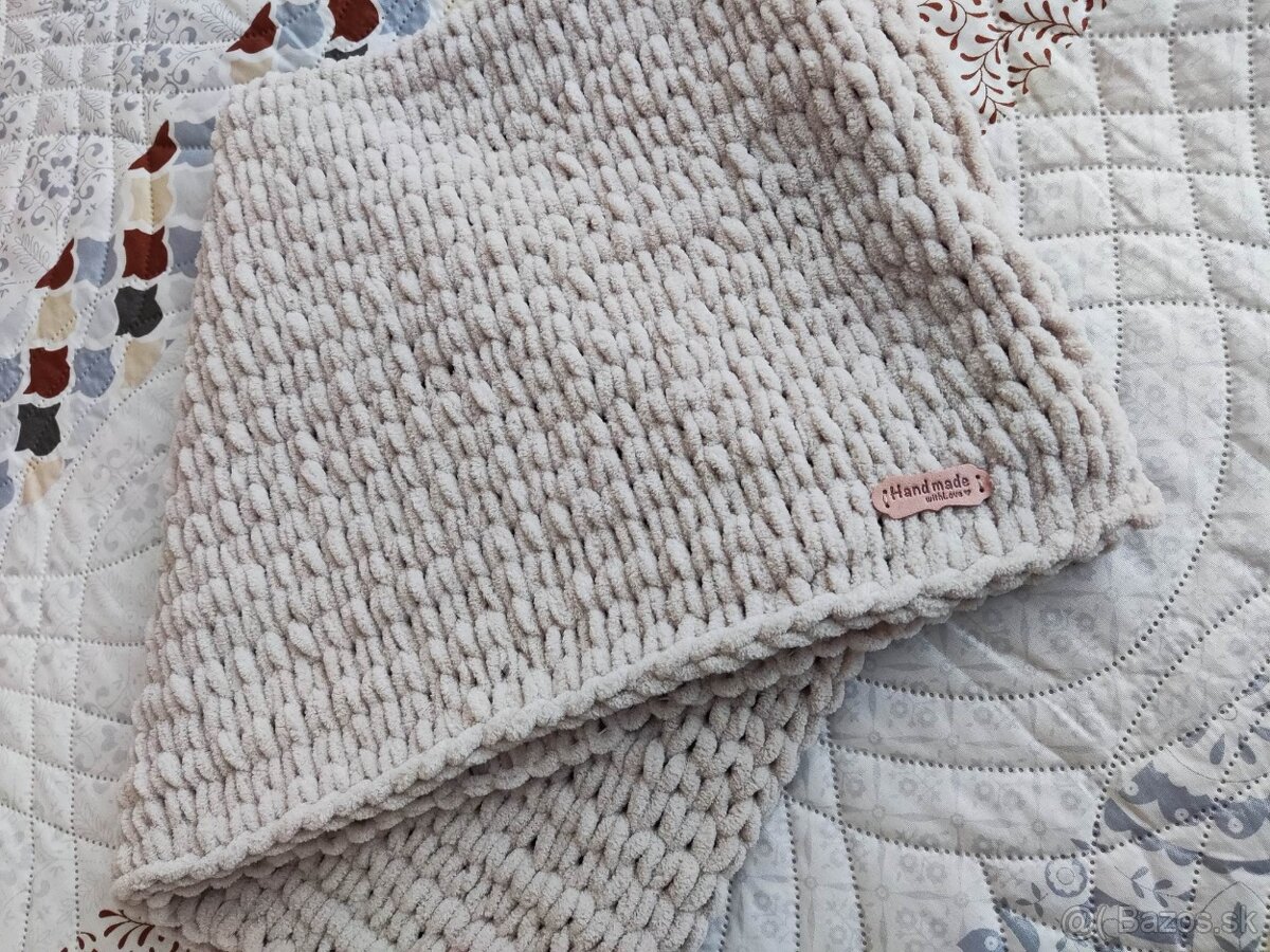 NOVÁ Béžová deka z Alize Puffy Fine - 4