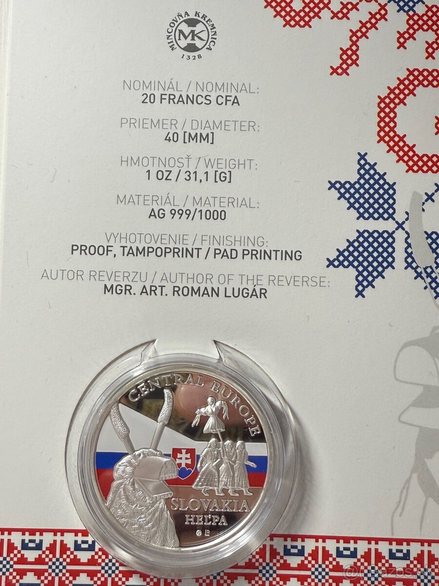 Strieborna medaila Rituálne masky Slovensko - 4