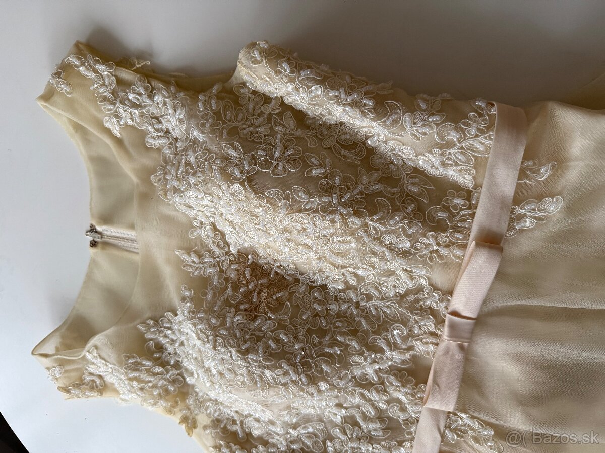 Spolocenske kremove plesove / svadobne saty - 4