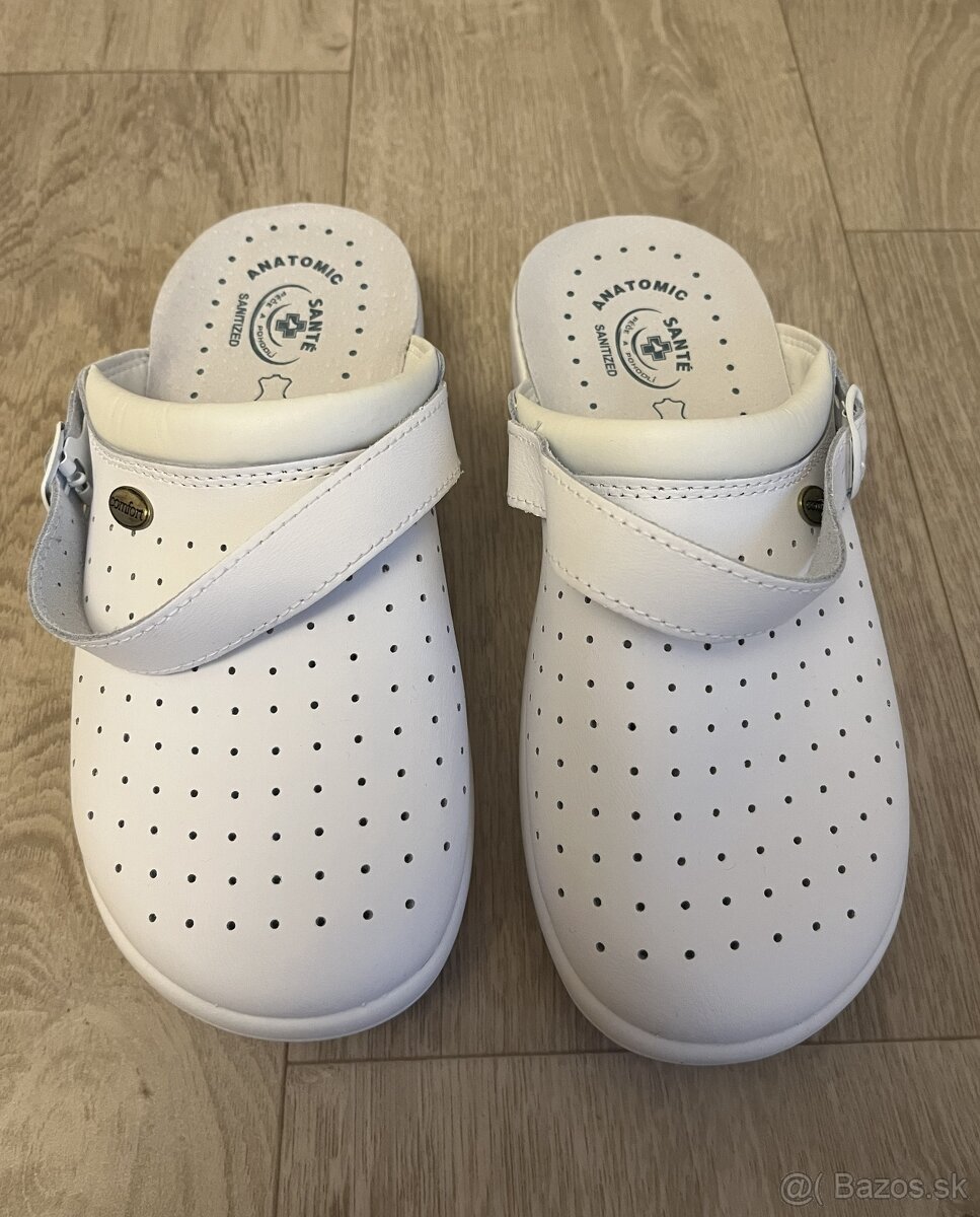 Zdravotná biela kožená obuv Santé č. 41 - 4