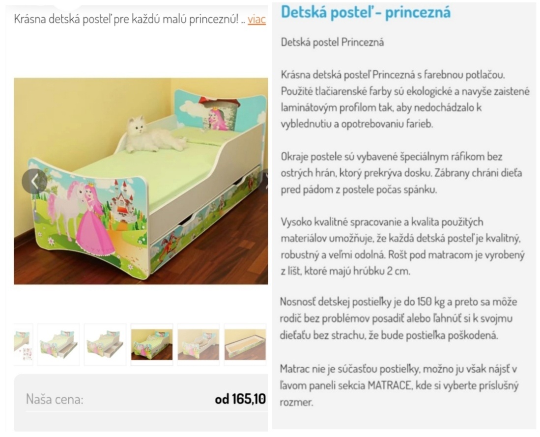 Detská posteľ „Princezná” so zábranami, s úložným priestorom - 4
