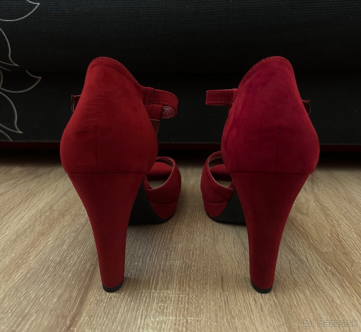 Dámske letné červené sandále - 4