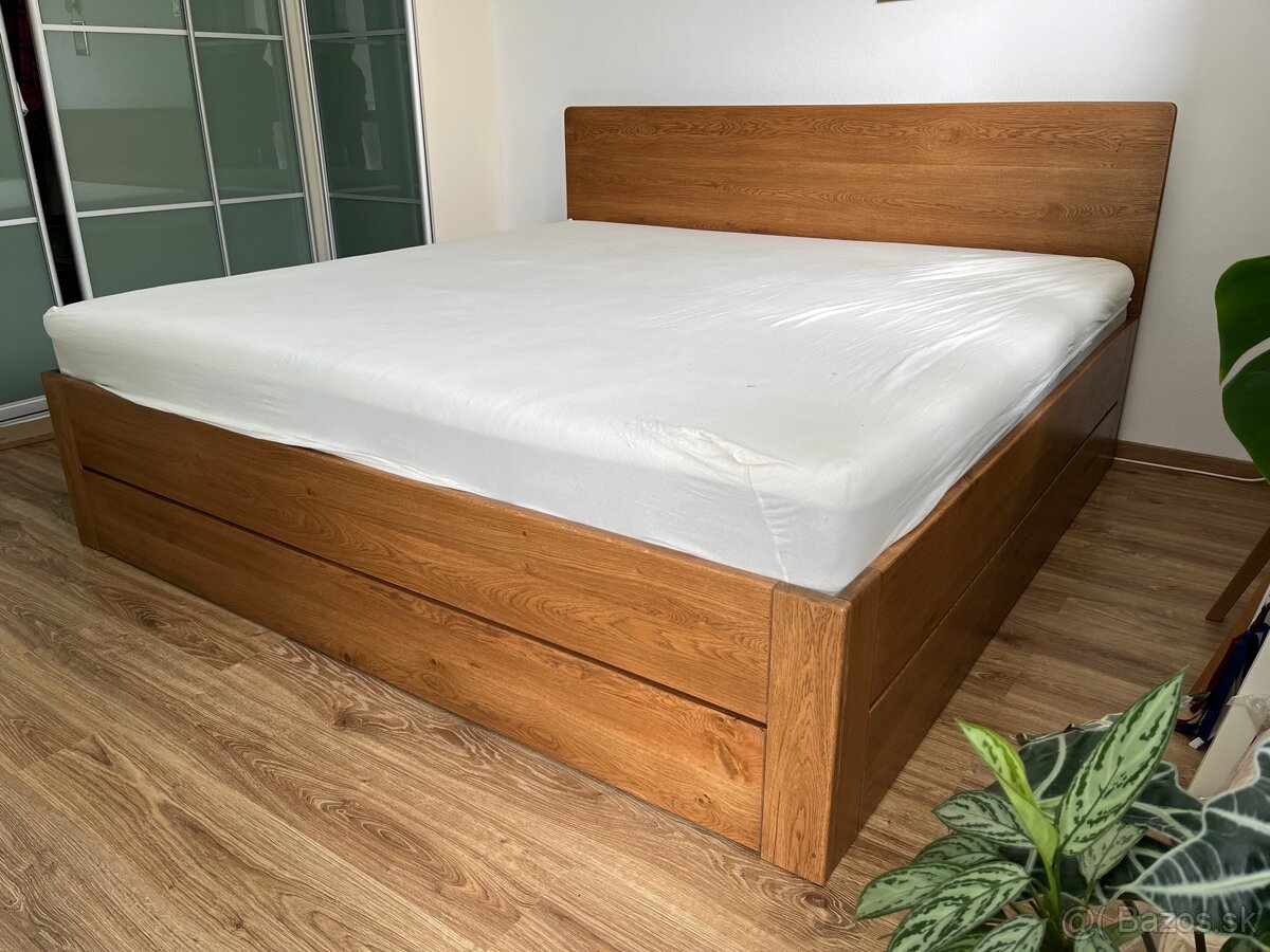 Dubová posteľ - úložný priestor, výklopné rošty - 4