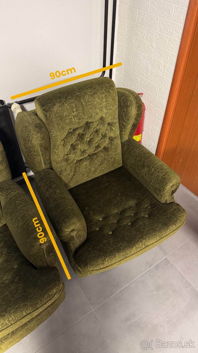 Pekná zachovalá retro sedacia súprava zelená - 4