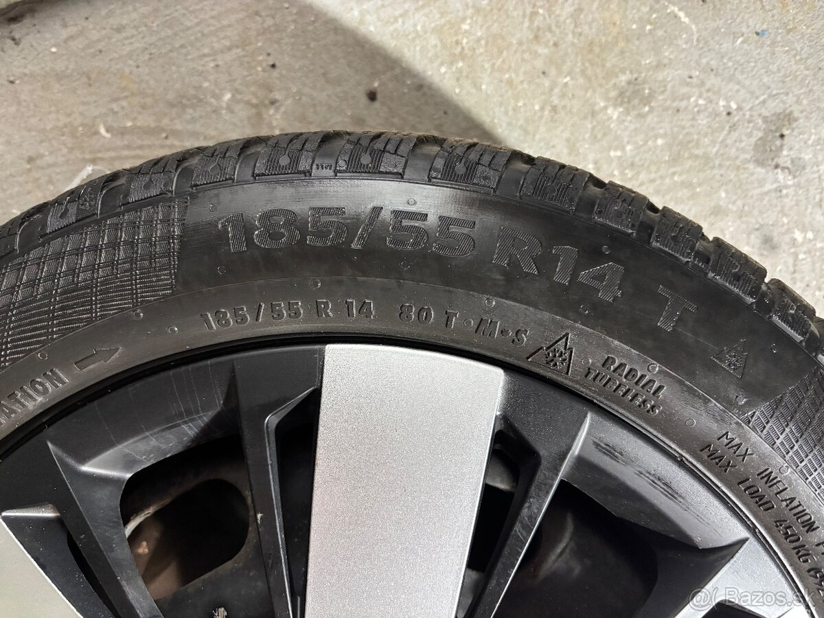 Continental 185/55 r15 Zimné pneu+ plech.disky + puklice - 4